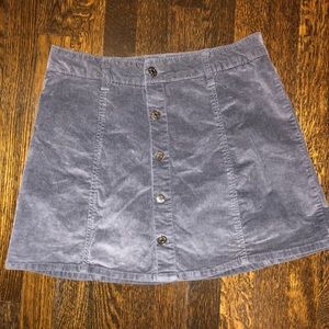 Gray Corduroy Button Skirt